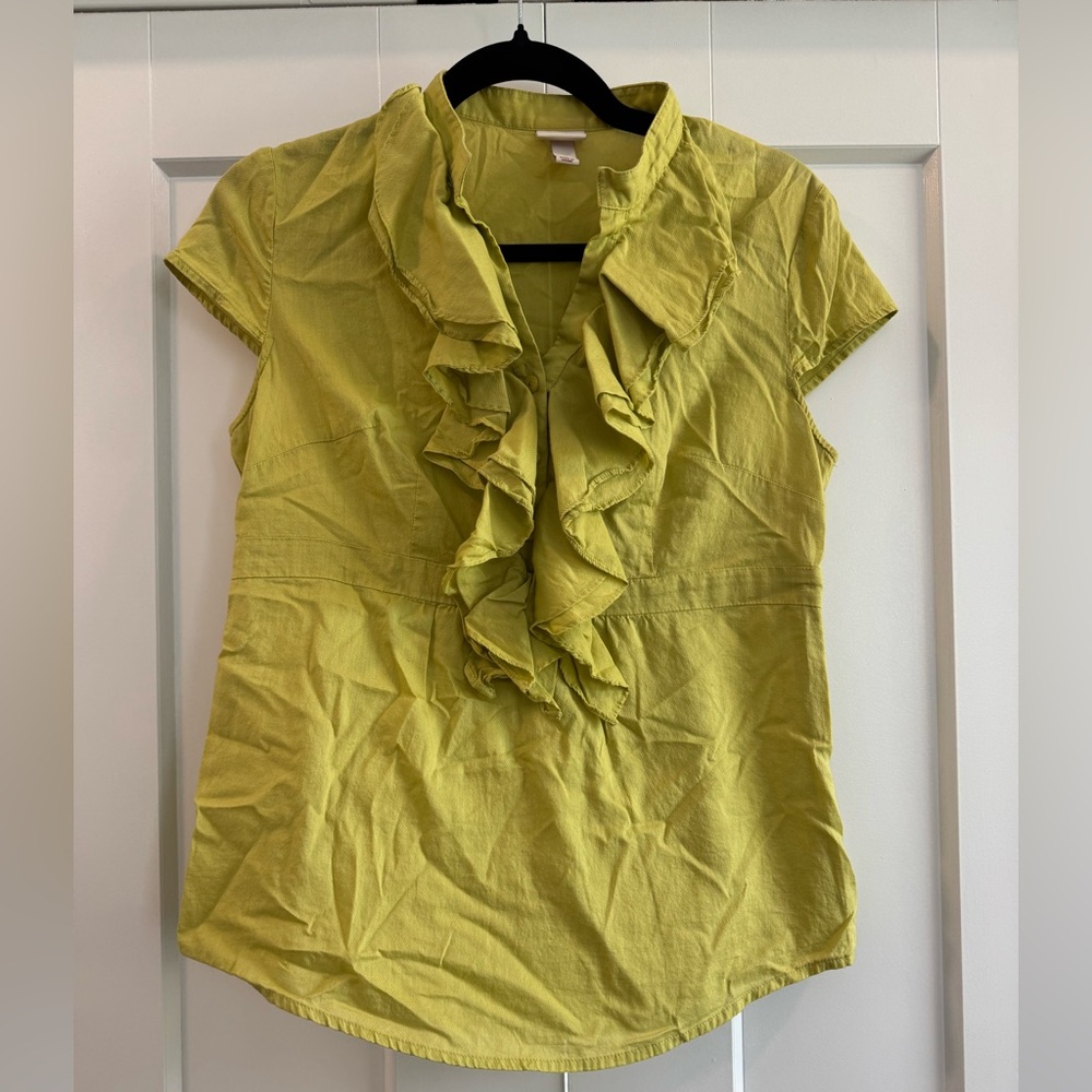 Merona Yellow and Green Blouse Elegant Top